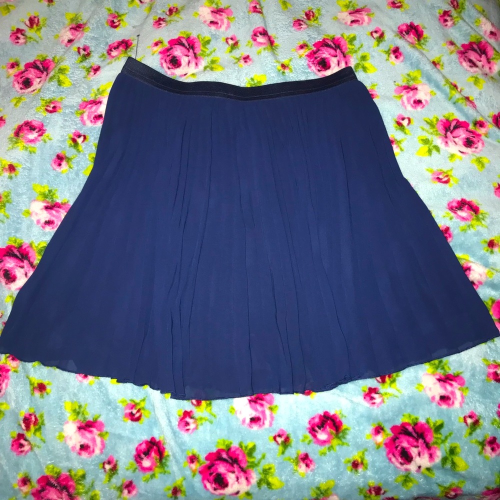 Hollister Navy Blue Pleated Accordion School Girl Mini Skirt Large EUC